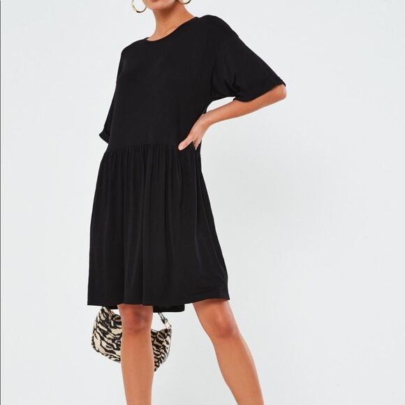 Misguided black short sleeve smock dress Size: XL NWT - Picture 1 of 8